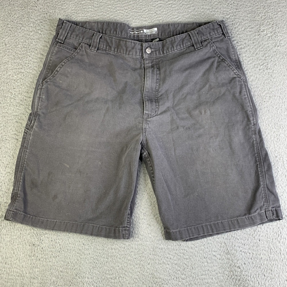 Carhartt Shorts Mens 40 Waist 38 Gray Relaxed Fit Rugged Flex Lightly Distressed